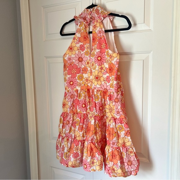 Alexia Admor Molly Mini Dress Pink Tiered Floral Spring 100% Cotton Size 2 - Picture 11 of 13